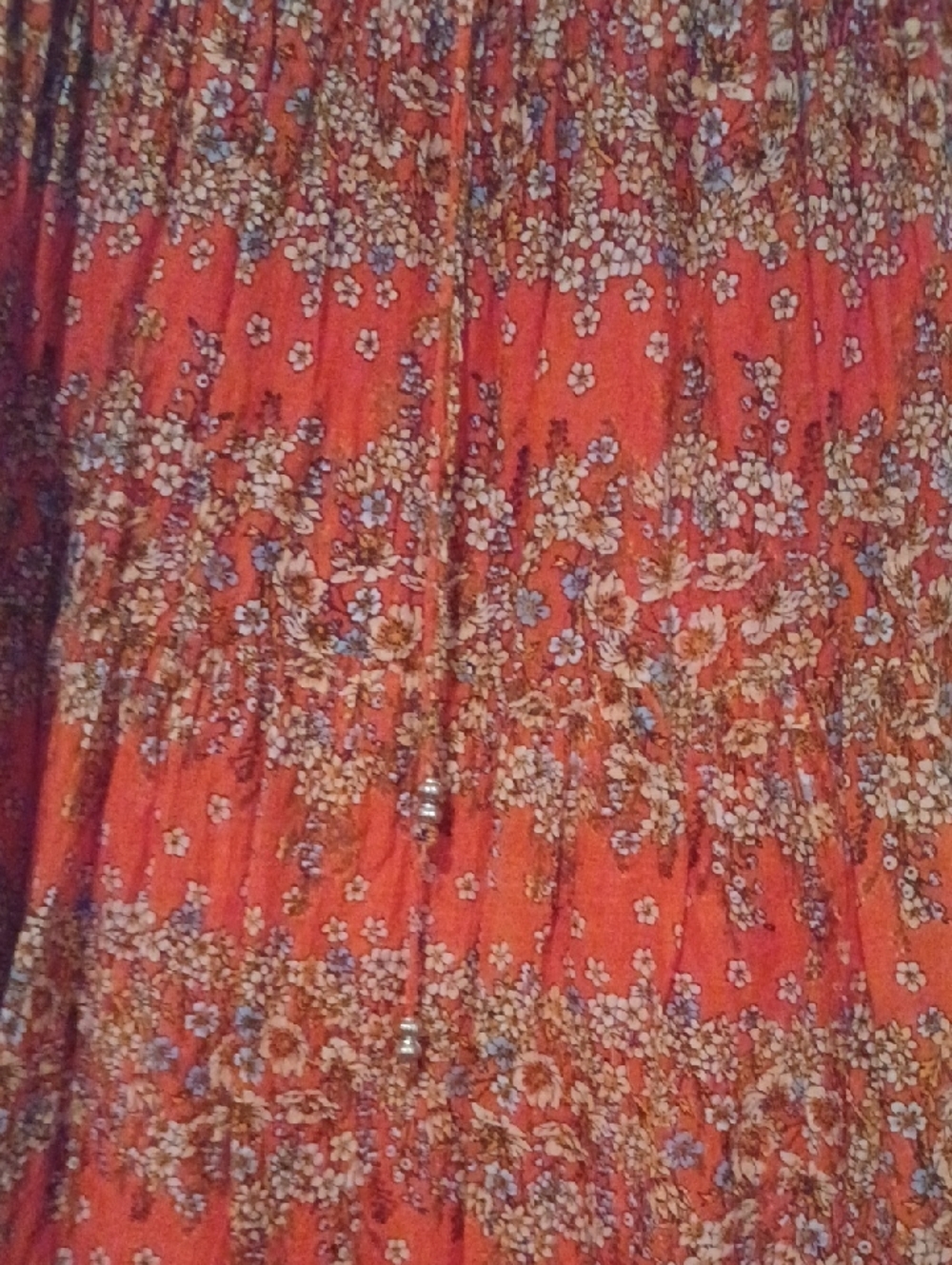 << Mlle Gabrielle Orange Floral Tiered Maxi Skirt Women's Size XLarge - Picture 3 of 10